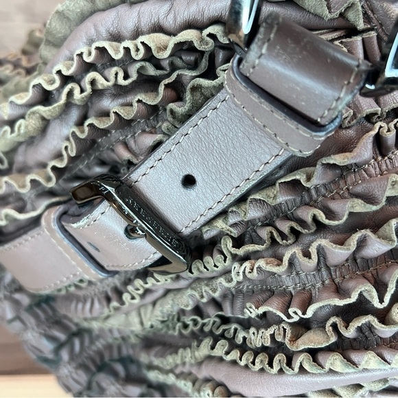 BURBERRY Old Rose Ruffled Leather Lowry Two Way Bag *EUC* - Picture 7 of 15